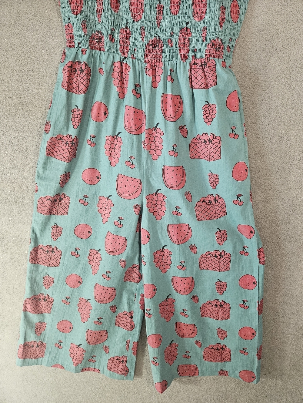 Mata Traders Medium Tie Strap Jumpsuit Fruity Pink Green Tank Wide Leg Crop Boho - Picture 3 of 11